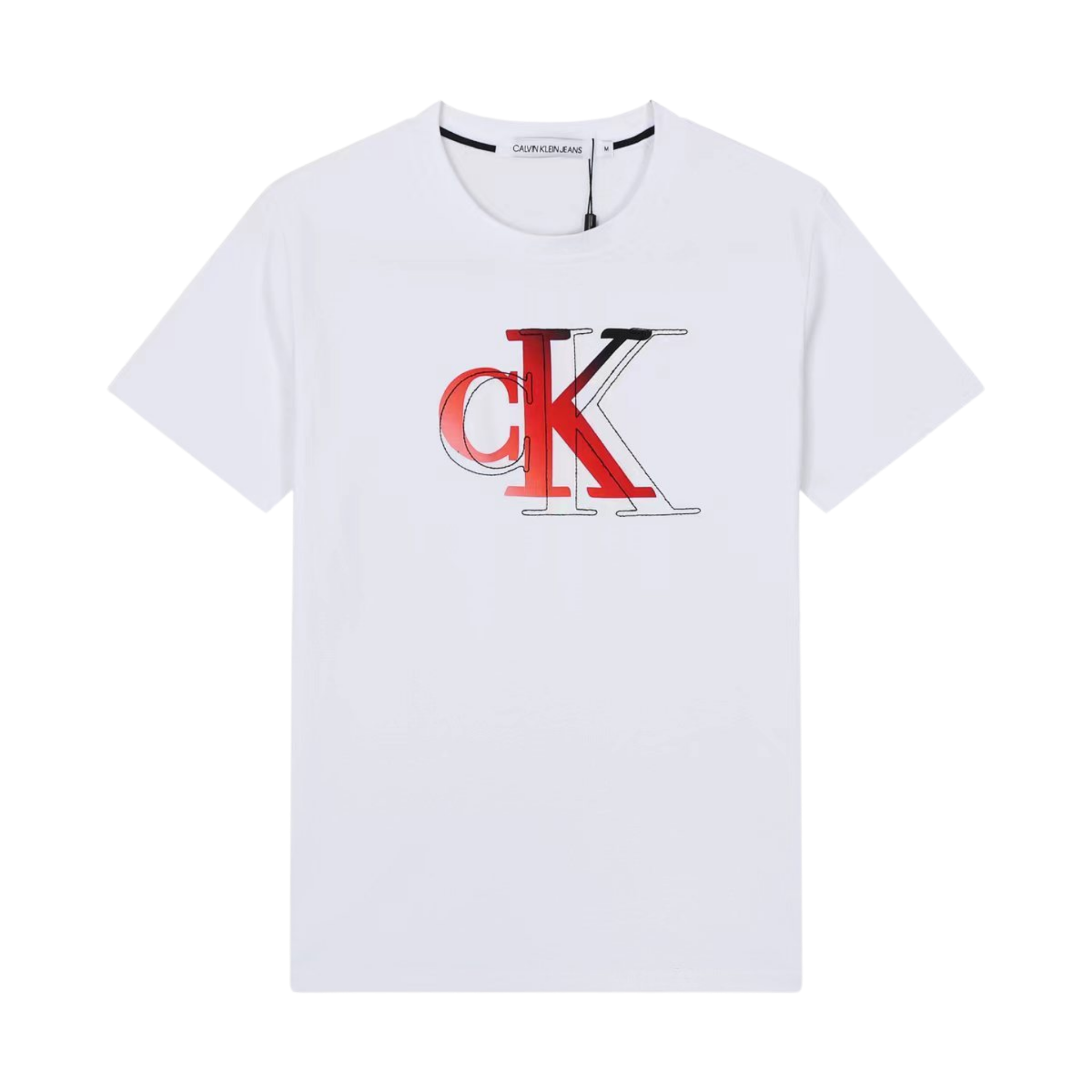 Calvin Klein Jeans CK Monogram Tee White Red