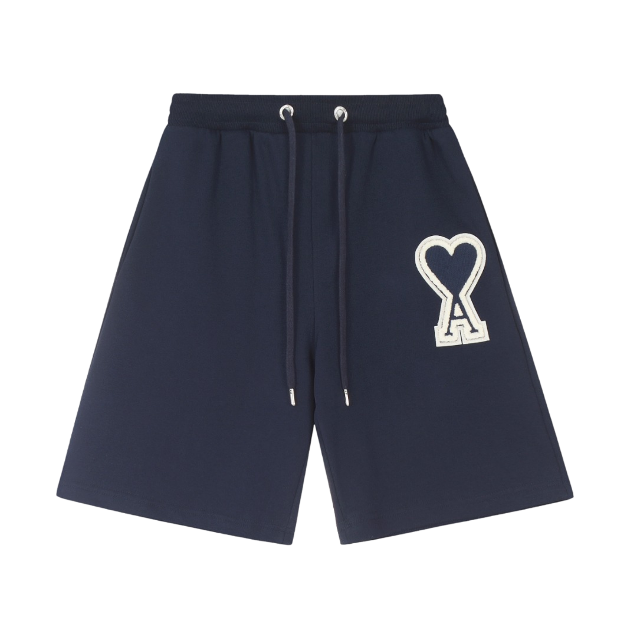 AMI Paris Ami de Coeur Shorts en color navy con logo de corazón, ideales para estilo y comodidad.